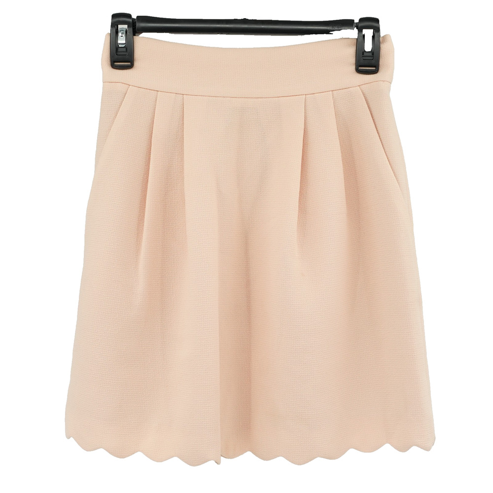 Club Monaco Skirt SZ 0 Crepe Scalloped Hem Coquette‎ Whimsical Ethereal Preppy